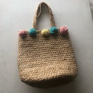 Woven straw purse
